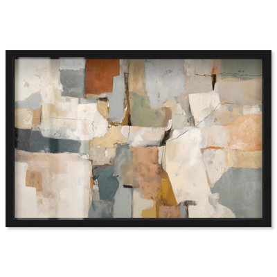 Color Field Intersect IV Shadowbox Print Boho Wall Decor by Art Remedy, Black Frame, 55 x 37