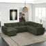 Large Chenille U-Shaped Storage Sectional Sofa King Pull Out Sofa Bed Sleeper Livingroom Bedroom Apartment Modular Couch