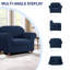 Housse de canapé en jacquard 2 pièces, housse extensible en polyester spandex pour le salon, protection facile à installer et lavable (fauteuil, bleu marine)-1838176995-1838177011