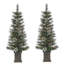 Set Of 2 Elegant 4 Foot Potted Hard Mixed Needle Loveland Spruce Trees With Decorative Accents