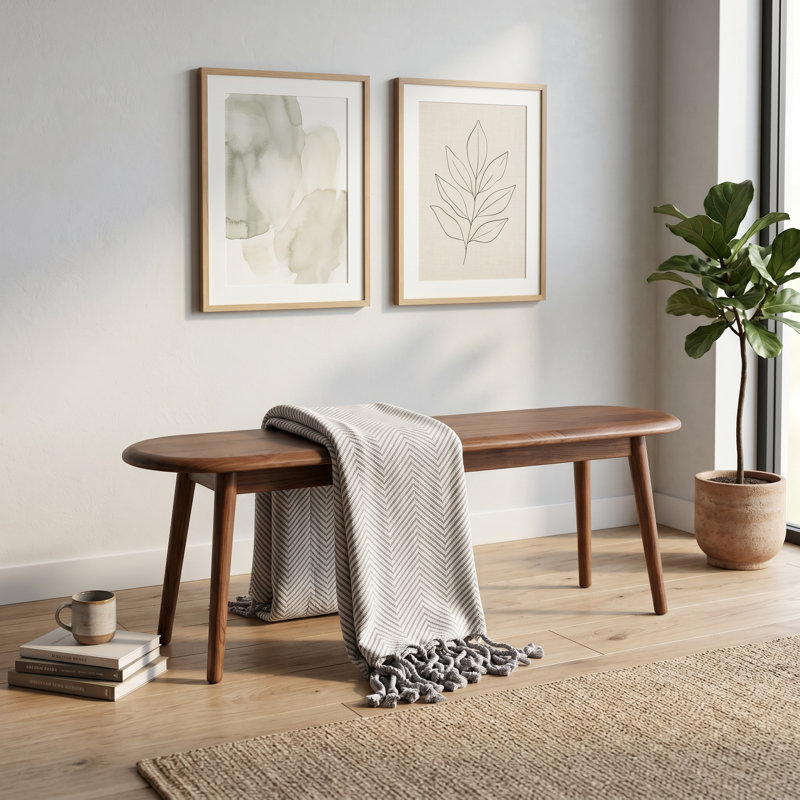  Banc en bois Passendale Kabree, H 16,14 po x l 47,24 po x P 11,81 po, Noyer