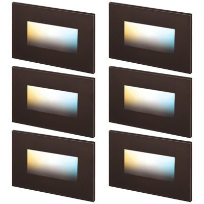 Éclairage d'escalier DEL 5CCT 120V, horizontal, en aluminium, à intensité variable, IRC 90, certifié ETL, pour intérieur et extérieur, adapté aux environnements humides, finition bronze huilé