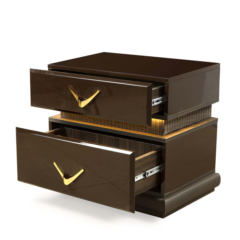 Modern Style 2-Drawer Night Stand In Brown