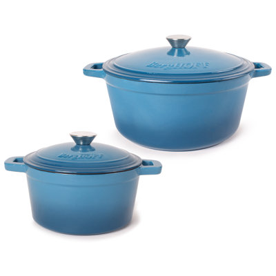 BergHOFF Neo 4 Piece Cast Iron Cookware Set with 3Qt Covered Dutch Oven and 7Qt Covered Stockpot