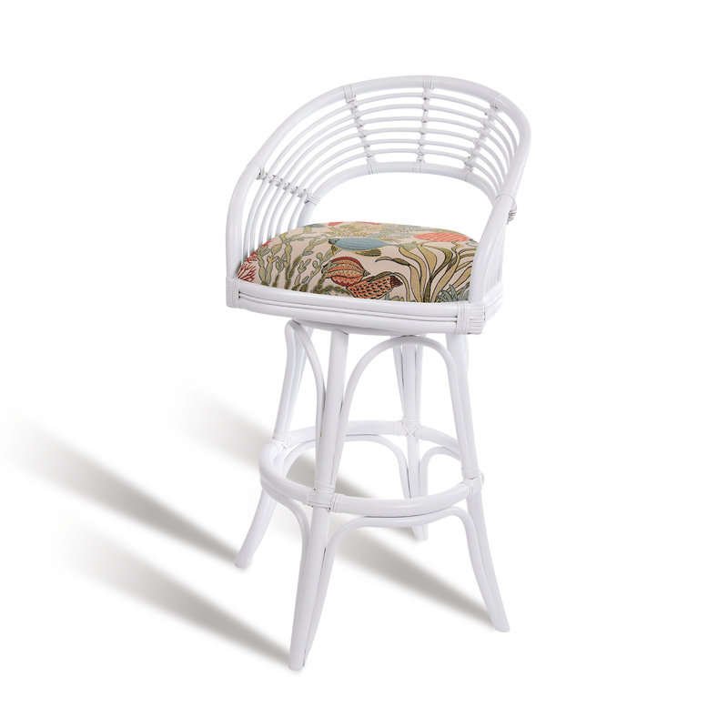 Danetra Swivel Stool, Tropical Fish/White Frame, Bar Stool (32" Seat Height)