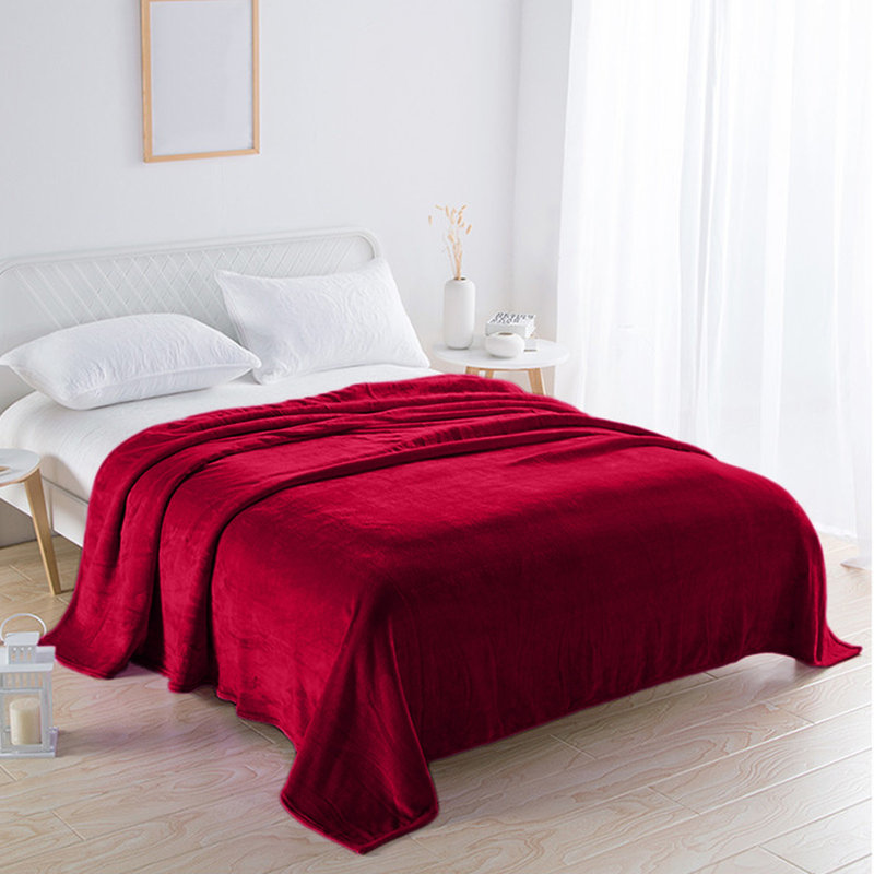 Couverture en molleton à double couche climatiseur de couleur unie Kondieu, Red