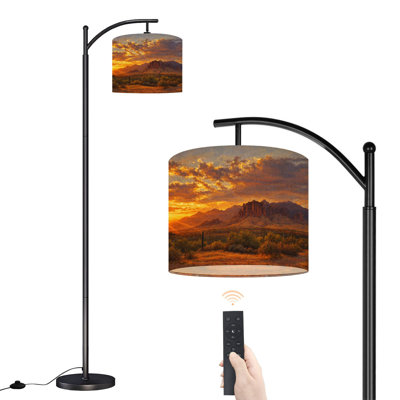 Lampe sur pied à arc avec abat-jour ajustable Lampe sur pied American Desert Sunset Mountain