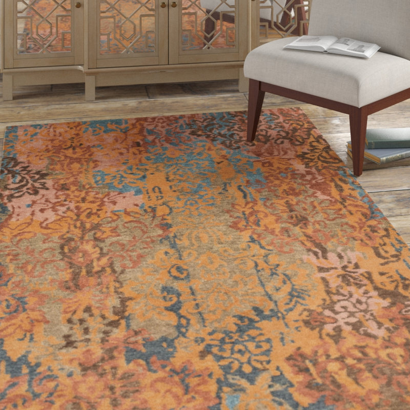Tapis en laine rouille/moka à la main oriental noué la Urrutia, Rectangle 5 pi x 8 pi