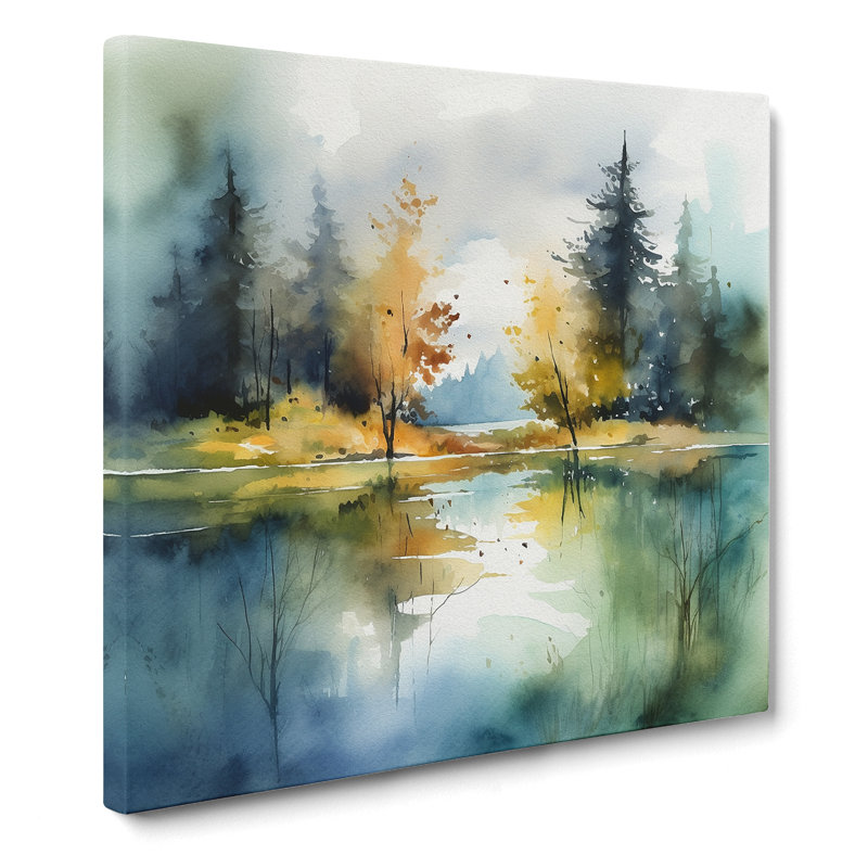 Lake Watercolour No.5 - Wrapped Canvas