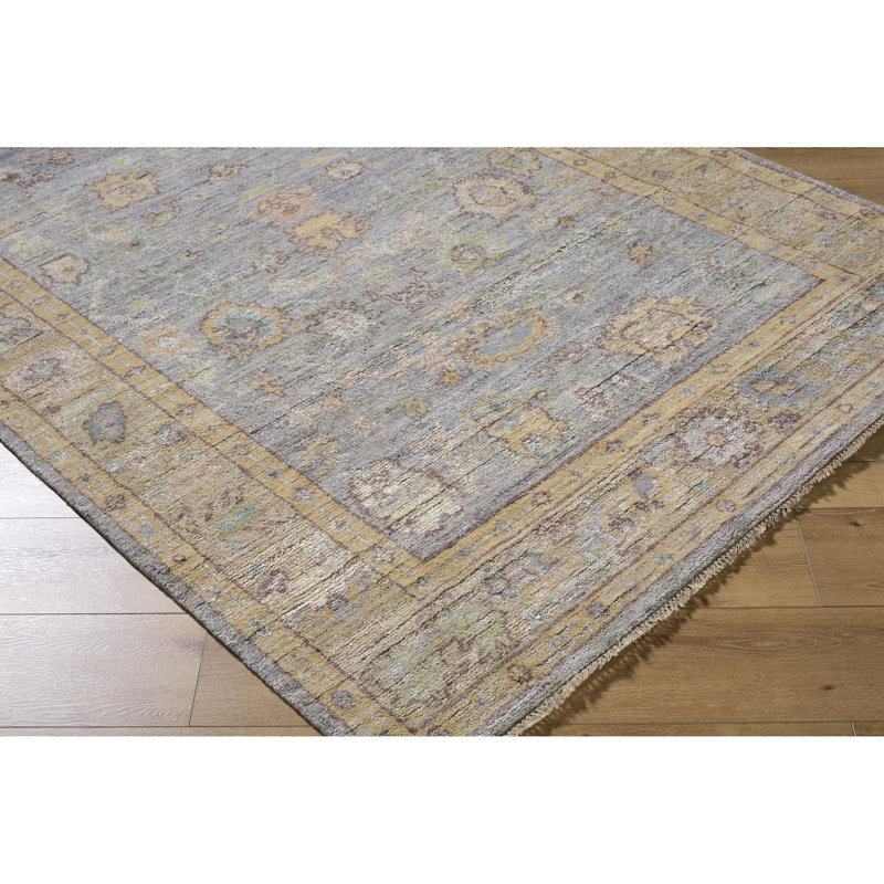 Chennai Hand Knotted Silk Abstract Area Rug in Beige, Rectangle 10' x 14'