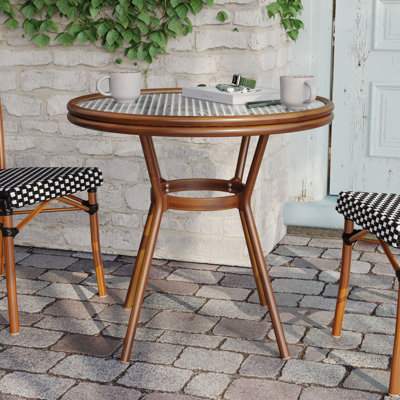 Rylan Indoor/Outdoor Commercial Glass Top Bistro Table by Beachcrest Home