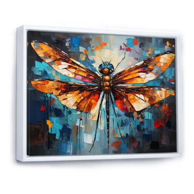 «Orange Dragonfly insectes Flight Collage II», reproduction sur toile