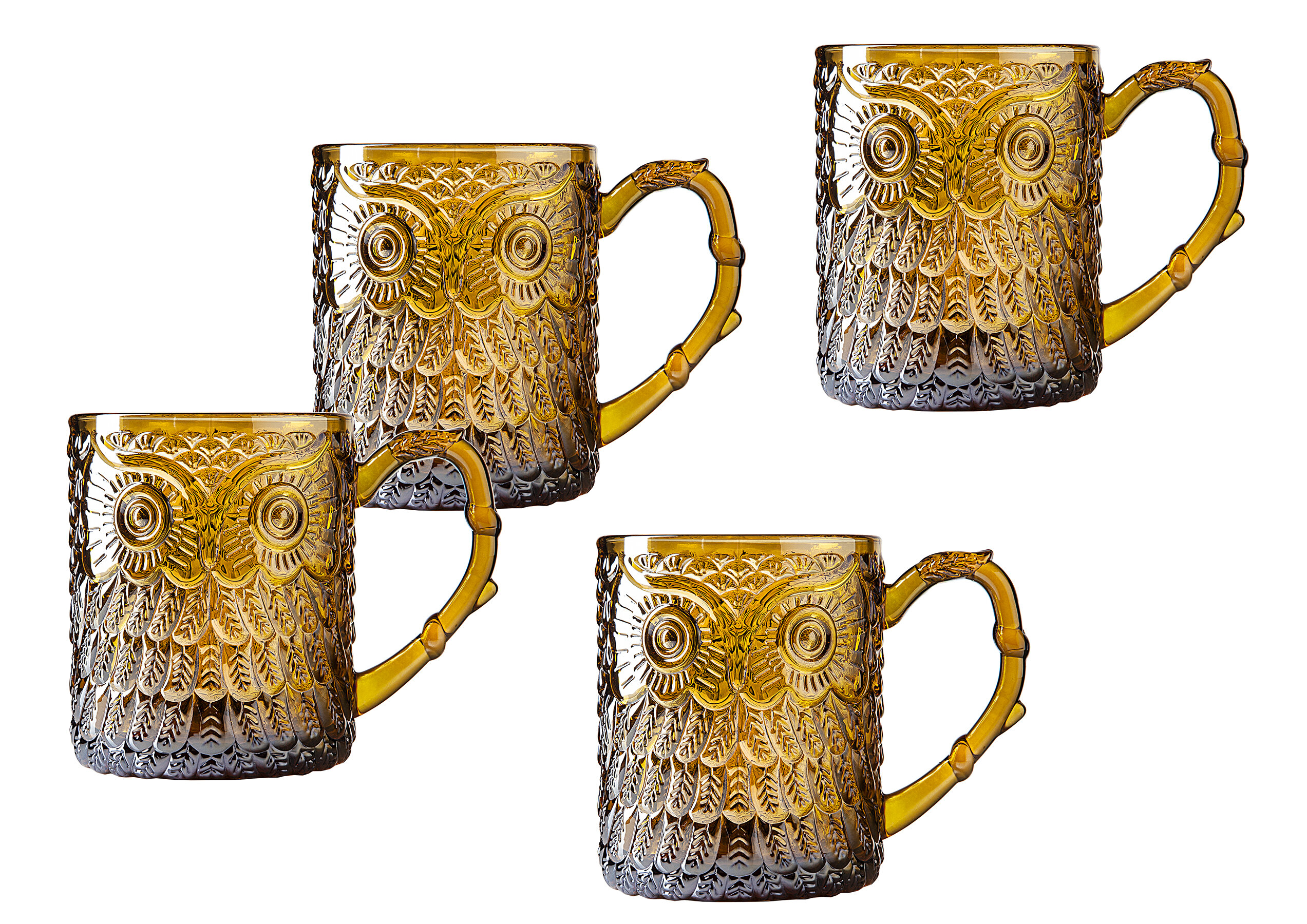 Godinger Coffee Mugs, Glass Coffee Mug Cups Set - Dublin Collection, Set of  4
