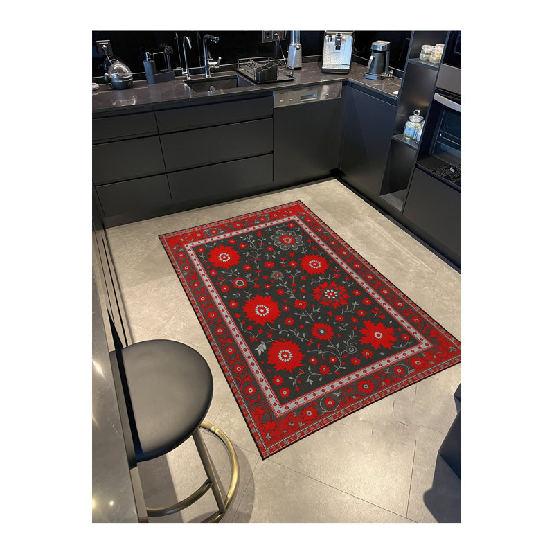 Tapis mauve à motif tissé lavable Mosso, 2'6" x 9'10"