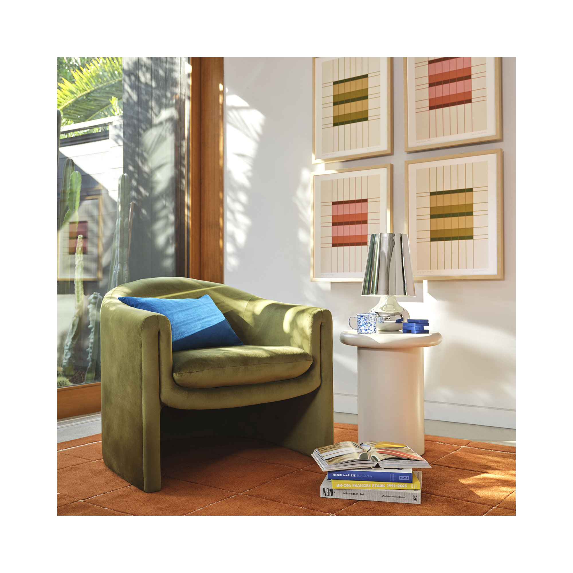 Laurette Cotton Lumbar Pillow Cover, Blue, Down