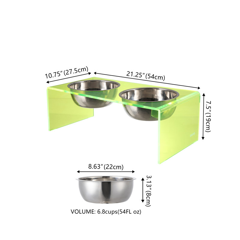 Mangeoire pour animaux Keaton, Moyen (6,76 tasses / 54 oz liquides), Vert / chrome