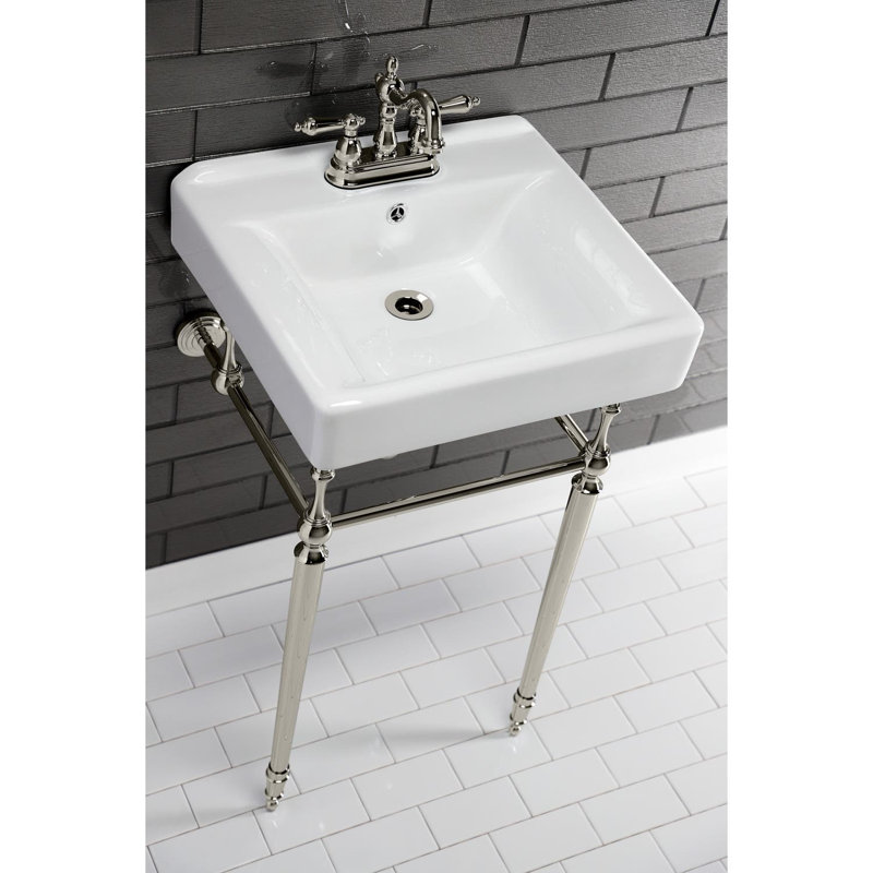 Évier de style console en laiton Kingstonian Edwardian de 20 pouces avec pieds en laiton (4 pouces, 3 trous)