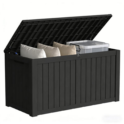 180 Gal. Black Resin Storage Deck Box for Outdoor Indoor