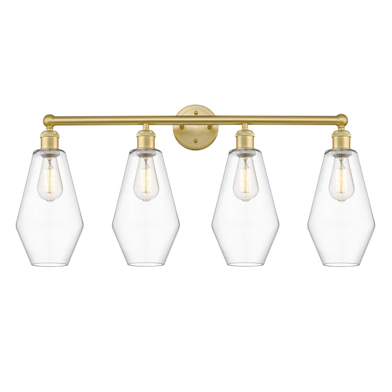 Éclairage de salle de bain à 4 lumières à intensité variable, Or satiné, Transparent