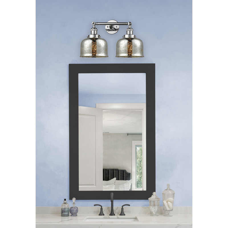 Bell - 2 Light 19" Bath Vanity Light, Silver Mercury, 60 Watt Vintage Incandescent Bulb, Polished Chrome