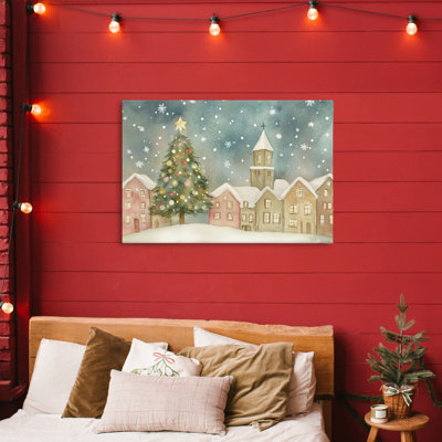 Toile de Noël Christmas Village, conception par LSR Design Studio