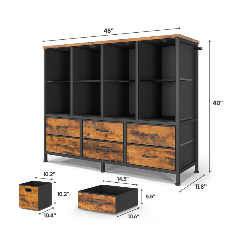 8 Cube Storage Bookcase With 6 Fabric Drawers,diy Cube Fabric Storage Organizer, 4 Tiers Bookcase With Open Display Shelves,modern Storage Bookshelf For Home And Office