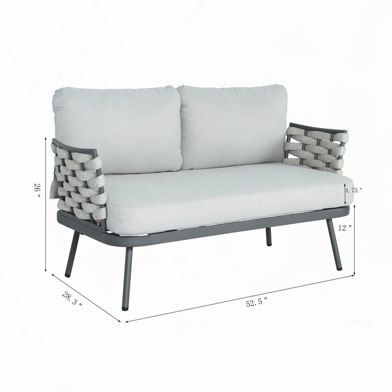 Causeuse et table d'extérieur, Gris, Gris