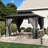 12 pi. L 10 pi. D Pavillon de jardin en métal avec ventilateur lumineux