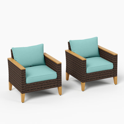 Chaise d'extérieur en osier avec coussins Salem