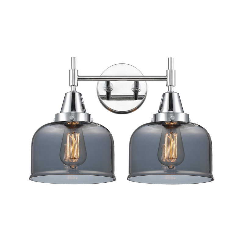 Éclairage pour meuble-lavabo 2 lumières 17 po Caden - H 5,75 po, Plaqué couleur fumée, Chrome poli