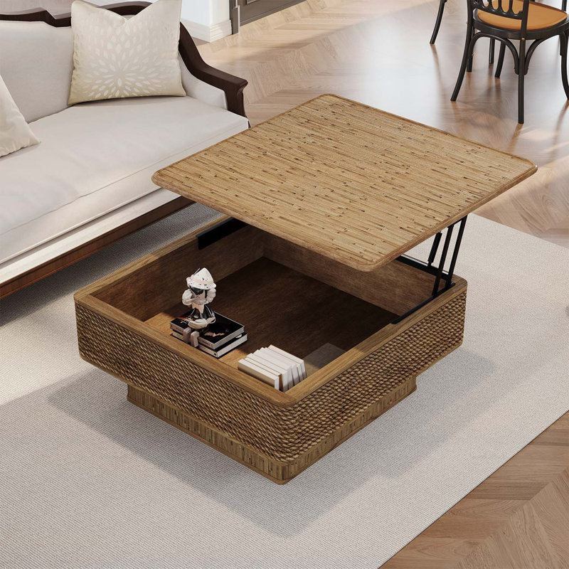 Table basse carrée avec rangement réglable