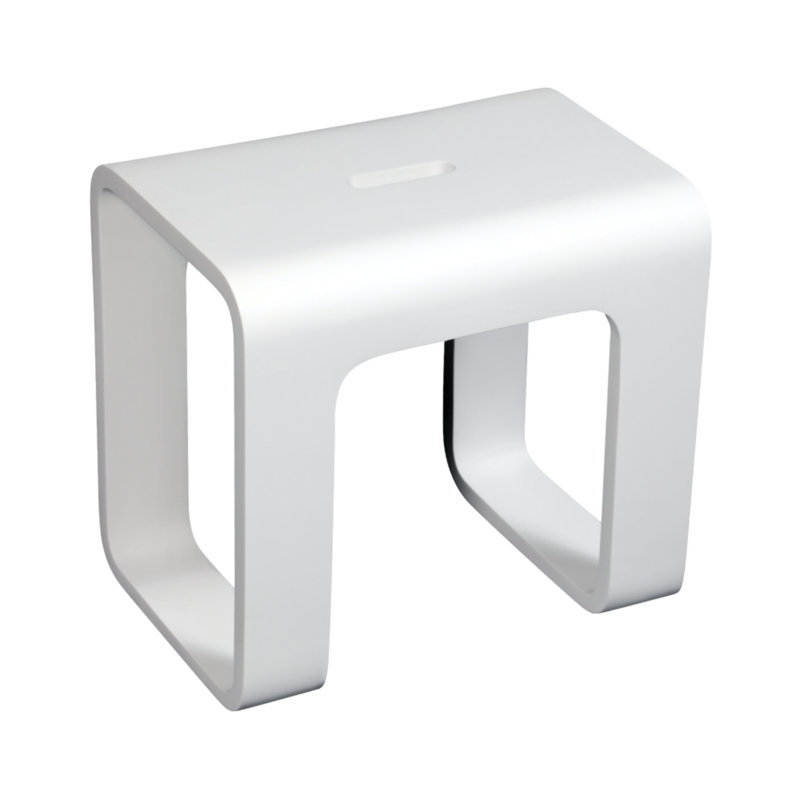 Matte White Solid Surface Rectangular Shower Stool