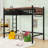 Space-Saving Metal Loft Bed with Built-In Storage Shelves-508225525