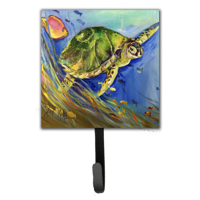Porte-laisse en tortue de mer loggerhead et crochet mural