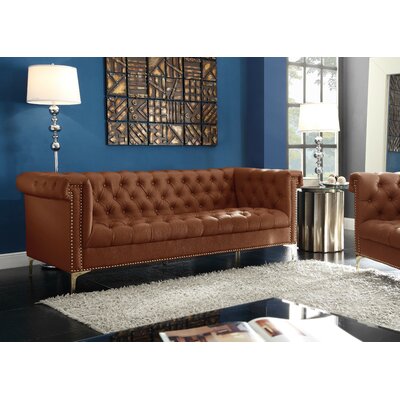 Stanford 84"" Faux Leather Rolled Arm Chesterfield Sofa -  Darby Home Co, DBHM2623 40983713