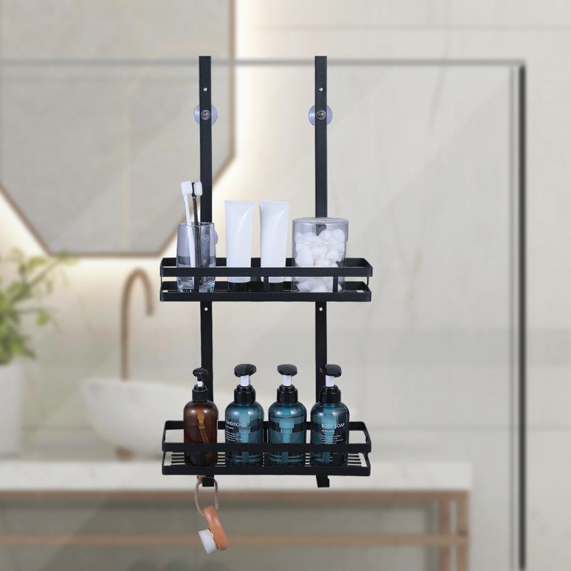 Shower Caddy with 4 Suction Cup and 2 Hooks Matte Black