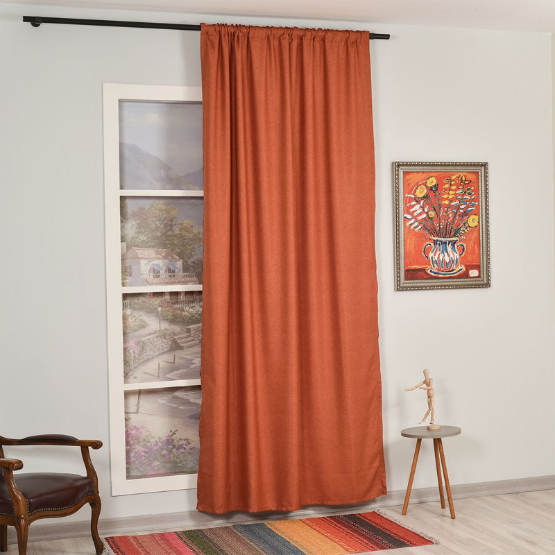 Lined Blackout Extra Long & Extra Wide Custom Made Decorative Single Panel Curtain, Brick, 100" W x 144" L