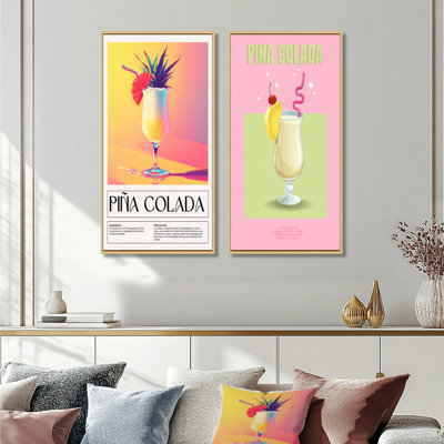 Porto Rico Pina Colada Cocktail I - ensemble d'art mural 2 pièces
