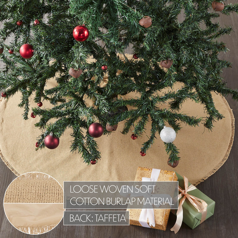 Yuletide Burlap Tan 36" Round Christmas Tree Skirt
