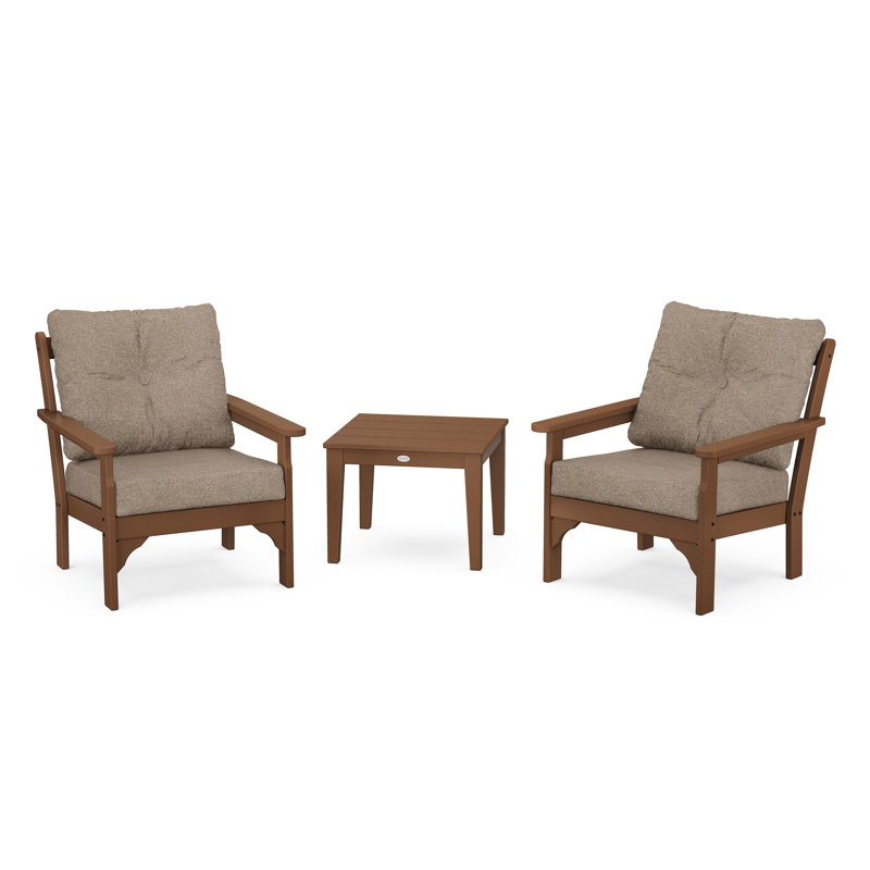 Vineyard 3-Piece Deep Seating Set, Spiced Burlap, Teak