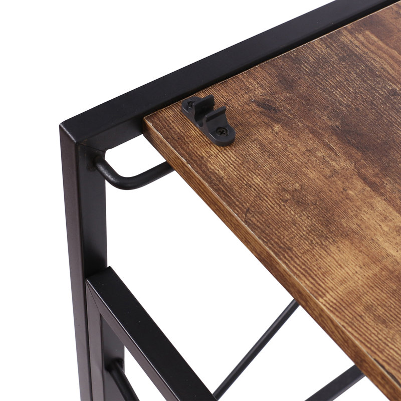 Danyaal Metal Base, 75cm H x 100cm W x 50cm D, Rustic Brown, Black