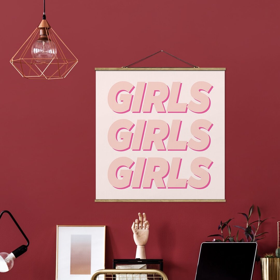 Stoffbild mit Posterschienen - GIRLS GIRLS GIRLS - Quadratisch 1:1