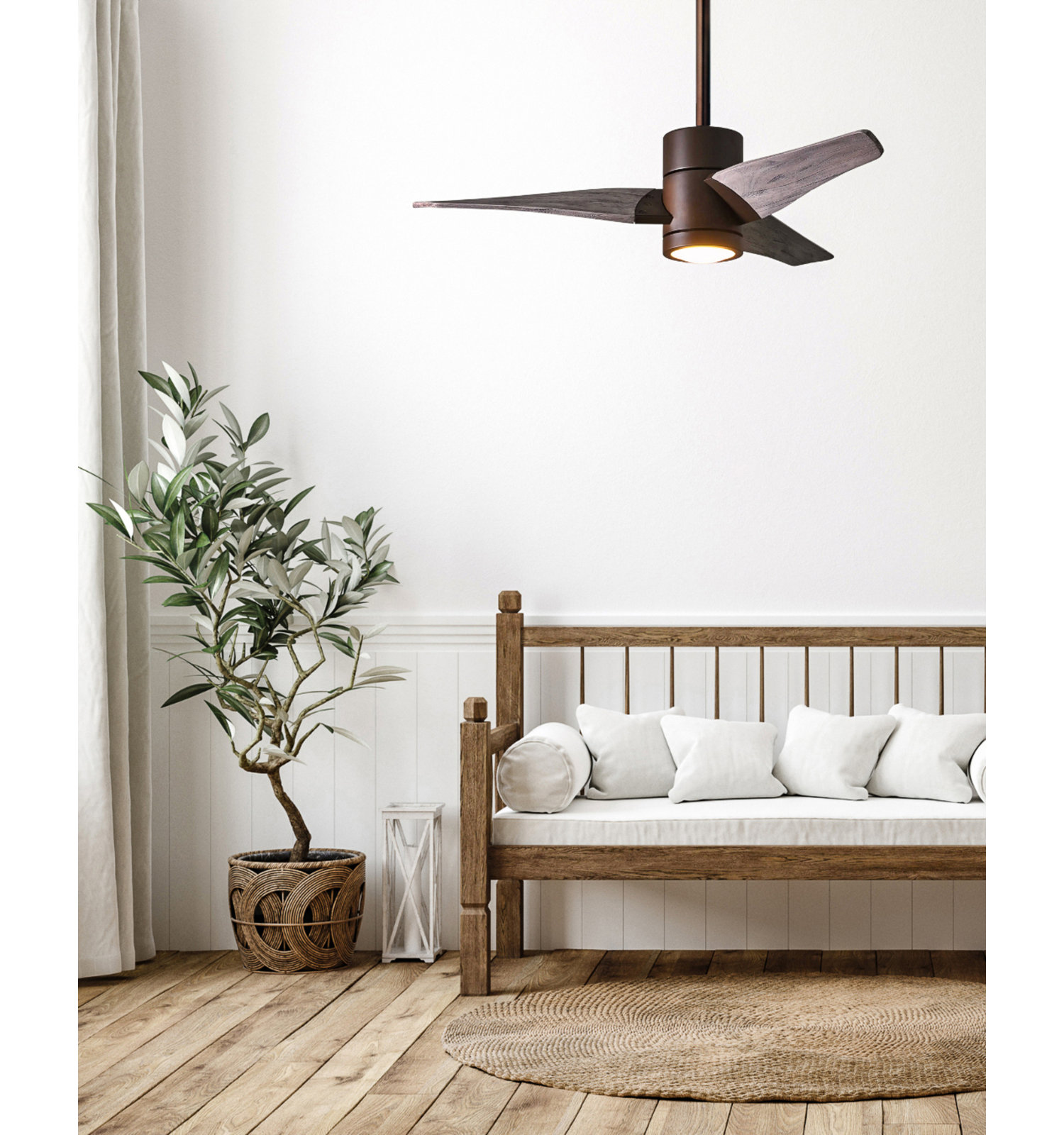 3 Blade Ceiling Fan with LED Light Kit, Textured Bronze/Barn Wood, Barn Wood Tone, 42"