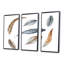 «Grey Boho Polka Dot Feathers II», ensemble de 3 reproductions d'art sur toile encadrées bohémiennes et éclectiques-5479182-5479186