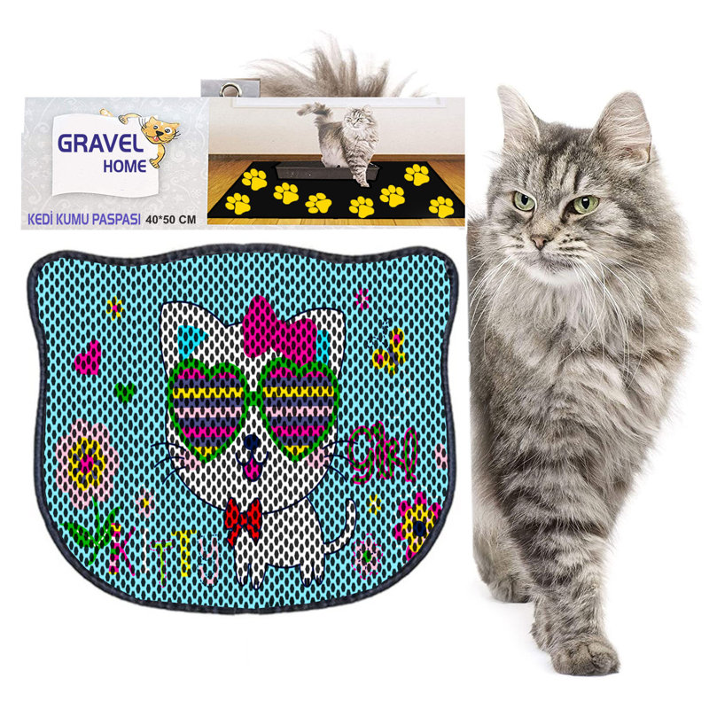 Tapis de litière durable pour chat, 15,7 po x 19,7 po | 50% PVC / 50% polyester, lavable à la machine et passer l'aspirateur | Parfait pour un nettoyage facile, conception antidérapante pour garder votre maison propre et fraîche, idéal pour les propriétaires d'animaux de compagnie