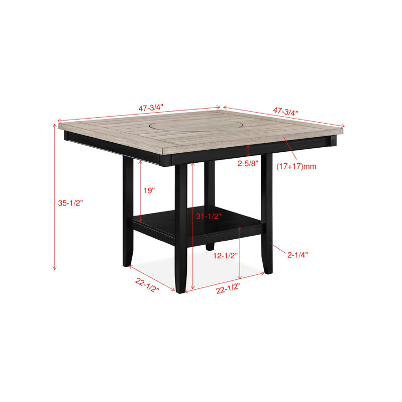 Table de salle à manger contemporaine à hauteur de comptoir contemporaine avec finition paresseuse et grise 20 po