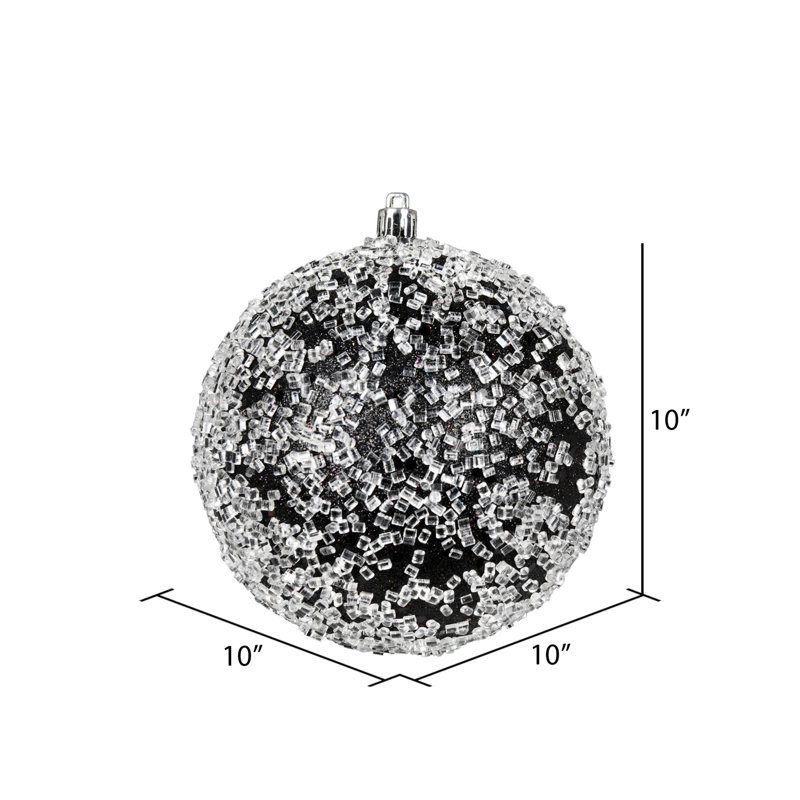 Ornement boule scintillante, Noir, H 8 po x l 8 po x P 8 po, 1