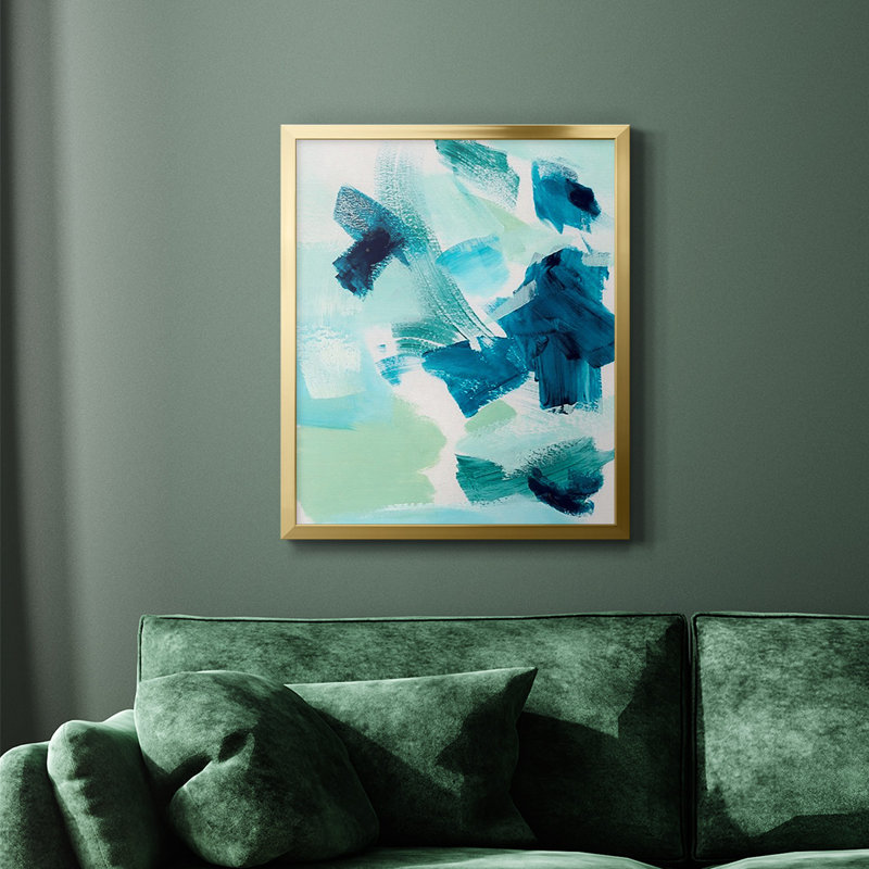 Toile de qualité supérieure sarcelle Composition II - prête à être accrochée, H 20 po x l 16 po, Or