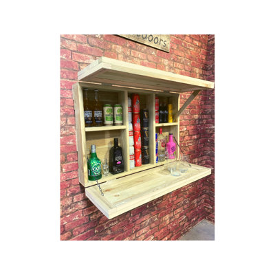 Kirklin 95 cm Spruce Solid Wood Mini Bar Cabinet