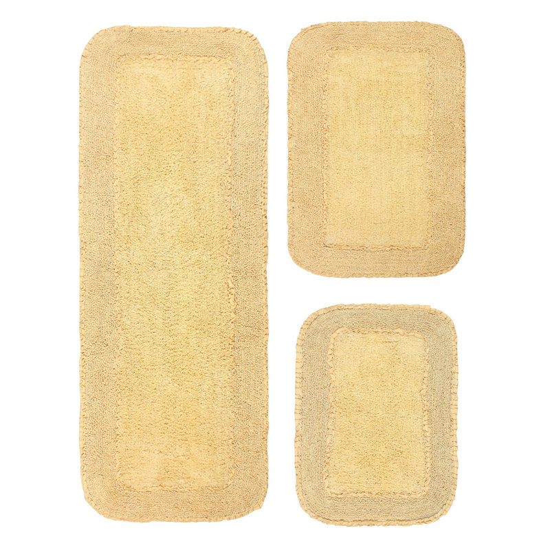 Ensemble de tapis pour salle de bain 3 pièces Aceyon, Jaune